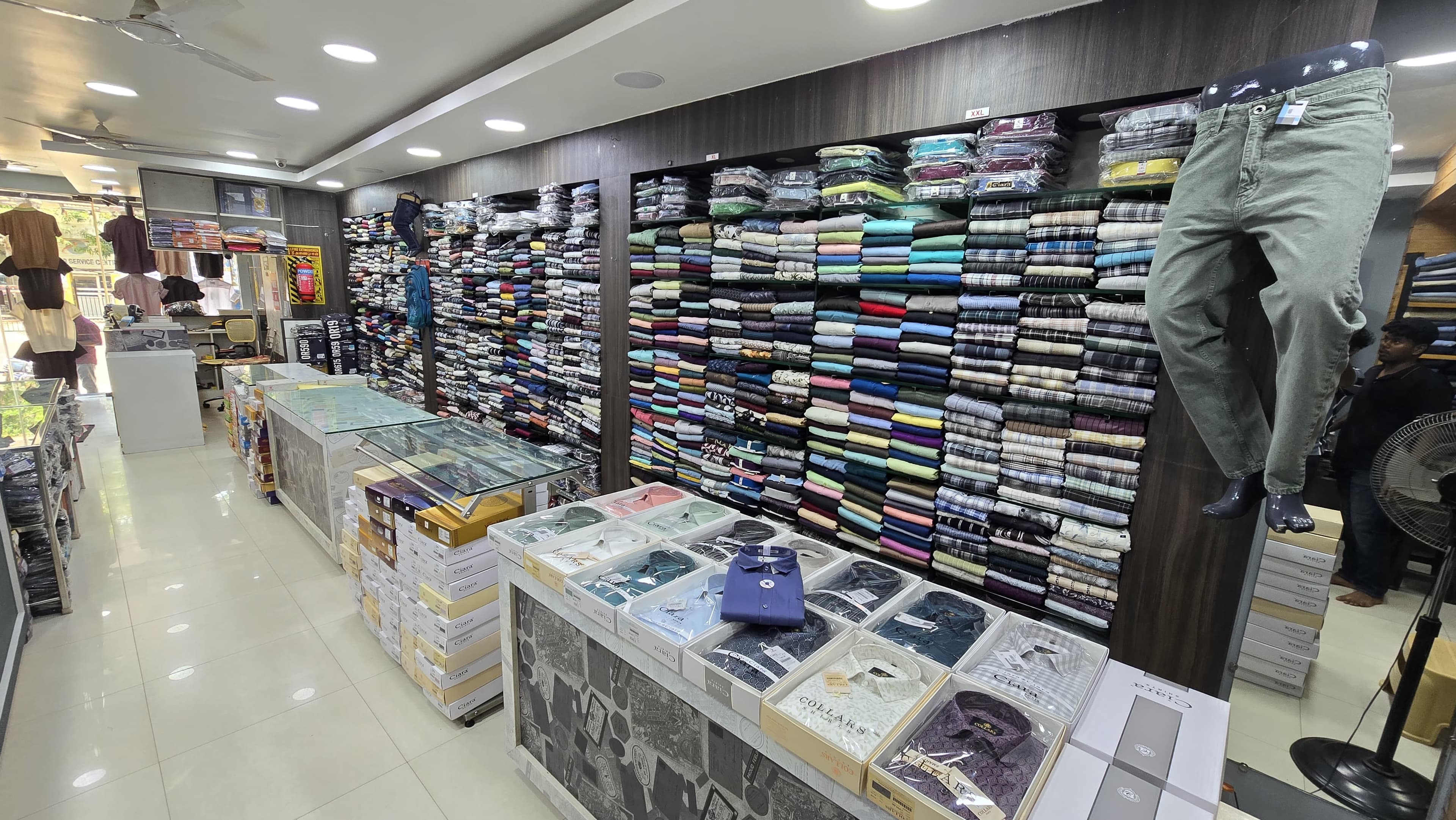 Neatly folded men's shirts collection